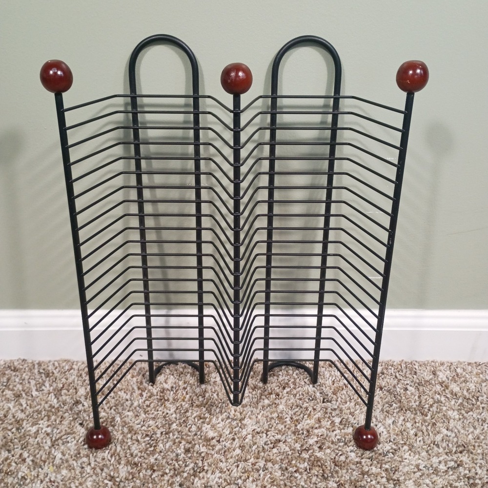 Vintage Wire CD Tower Rack Stand Holds 40 CDs 15" Tall Y2K Media Storage Black
